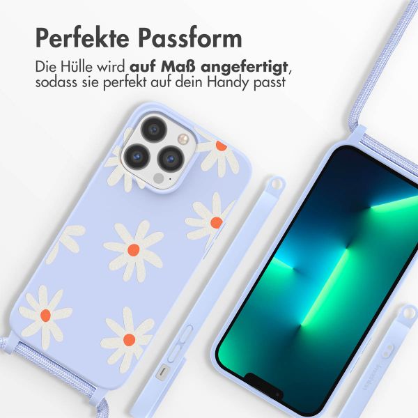 imoshion SilikonHülle design mit Band Apple iPhone 13 Pro Max - Lila Flower Distance