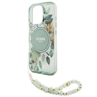 Guess MagSafe IML Flowers Case mit Beads Strap für das iPhone 15 - Green