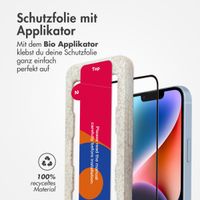 Accezz Vollflächige Schutzfolie aus gehärtetem Glas mit Applikator für das iPhone 13 / 13 Pro / 14 / SE 4 - Transparent