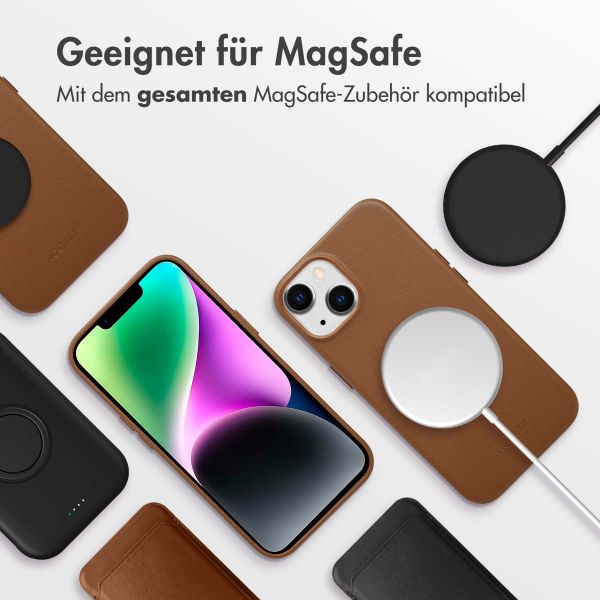 Accezz MagSafe Leather Backcover für das iPhone 14 - Sienna Brown