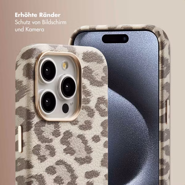 Selencia Sabi Backcover Leopardenmuster mit MagSafe Apple iPhone 15 Pro - Soft Ivory