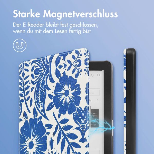 imoshion Design Slim Hard Case Sleepcover für das Kobo Clara HD - Flower Tile