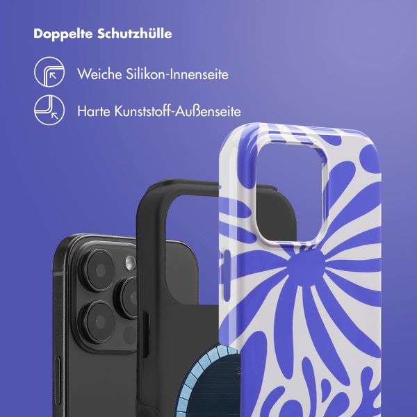 Selencia Vivid Tough Back Cover MagSafe für das iPhone 16 Pro - Modern Bloom Sapphire Blue