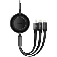 Baseus Bright Mirror 2 Series 3-in-1 ausziehbares Schnellladekabel – USB-C zu USB-C / Lightning / Micro-USB – 100 Watt – Schwarz