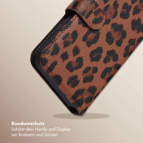 Selencia Sabi Klapphülle mit Leopardenmuster Apple iPhone 12 (Pro) - Mocha Brown