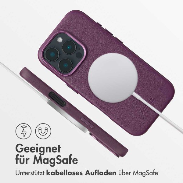 Accezz MagSafe Leather Backcover für das iPhone 16 Pro - Heath Purple