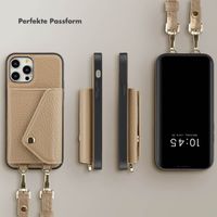 Selencia Sera Kordel-Hulle mit Kartenhalter-Umschlag für das iPhone 12 (Pro) - Beige