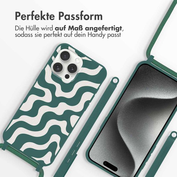 imoshion SilikonHülle design mit Band Apple iPhone 15 Pro Max - Petrol Green Groovy