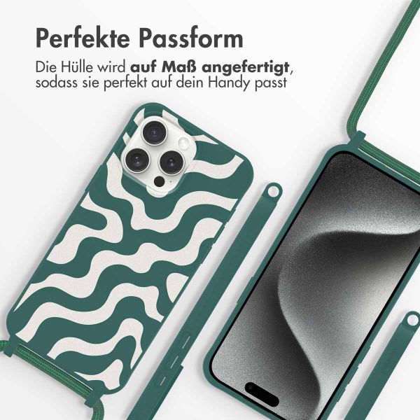 imoshion Silikonhülle design mit Band für das iPhone 15 Pro Max - Petrol Green Groovy