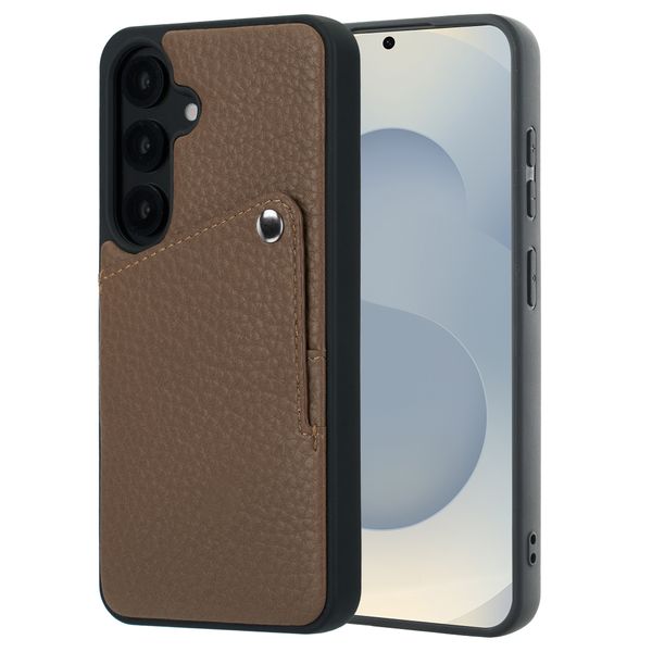 Selencia Riva Back Cover mit Kartenfach Samsung Galaxy S25 / S24 - Mocha Brown