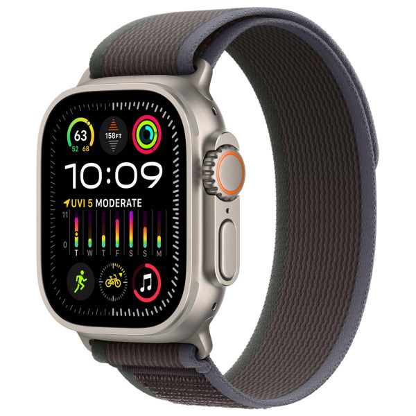 Apple Trail Loop Band fur das Apple Watch Series 1 9 SE Ultra 2 42 44 45 49 mm GroBe M L Blau Schwarz Handyhuellen