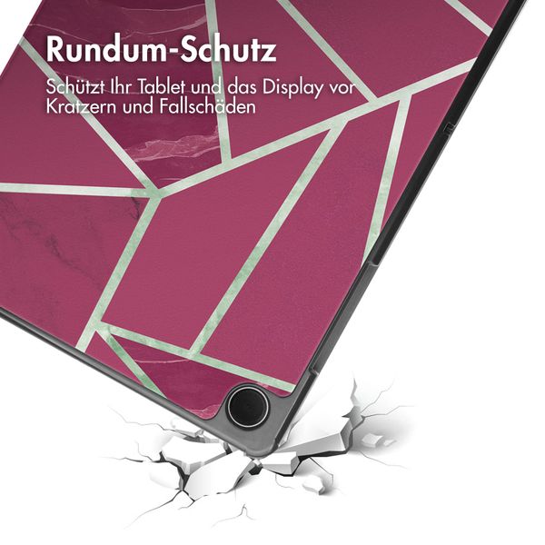 imoshion Design Trifold Klapphülle für das Samsung Galaxy Tab A9 Plus - Bordeaux Graphic