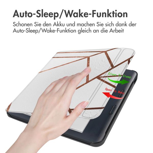 imoshion Design Slim Hard Case Sleepcover mit Stand Kobo Libra Colour - White Graphic