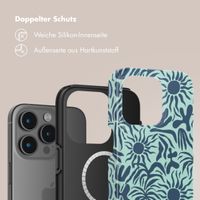 Selencia Vivid Tough Back Cover mit MagSafe für das iPhone 15 Pro Max - Tropical Vibes Light Blue