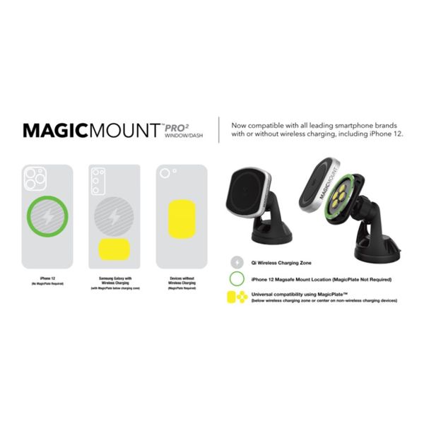 Scosche MagicMount Pro2 Flush mount - Handyhalterung Auto - Universell - Magnetisch und MagSafe - Schwarz