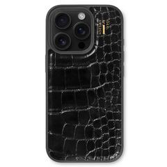 iDeal of Sweden Vegan Leather Back Cover für das iPhone 16 Pro Max - Black Croco