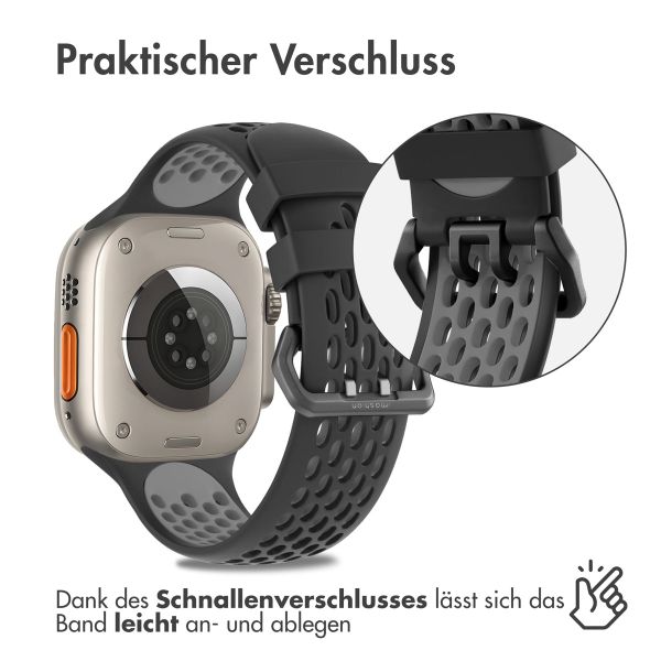 imoshion Silikonsportarmband Buckle für das Apple Watch Series 1 bis 11 / SE / Ultra (44/45/46/49 mm) - Schwarz / Grau