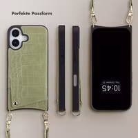 Selencia Nova Croco HandyHülle mit Kordel und Kartenhalter Apple iPhone 17 - Sage Green