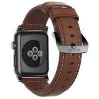 Nomad Traditionelles Lederarmband für die Apple Watch Series 1 bis 10 / SE / Ultra (2) (44/45/46/49 mm) - Braun/Schwarz