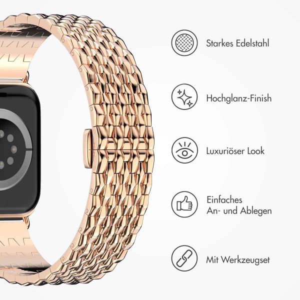 Selencia Drachenarmband aus Stahl für die Apple Watch Series 1 bis 9 / SE (38/40/41 mm) | Series 10 (42 mm) - Roségold
