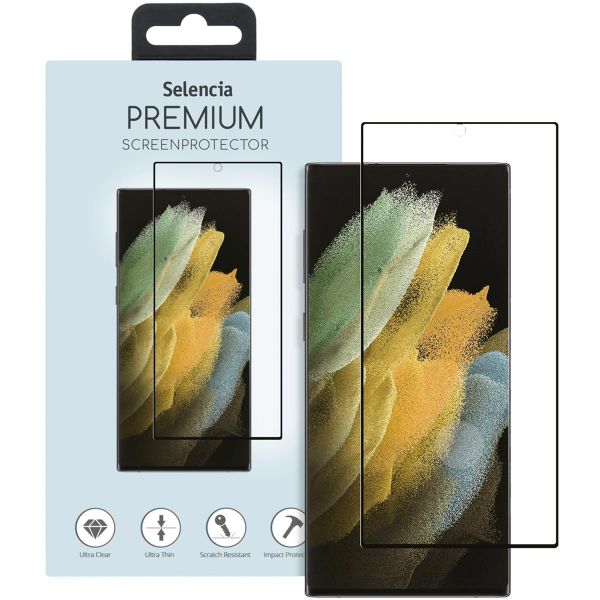 Selencia Premium Screen Protector aus gehärtetem Glas für das Samsung Galaxy S22 Ultra - Schwarz