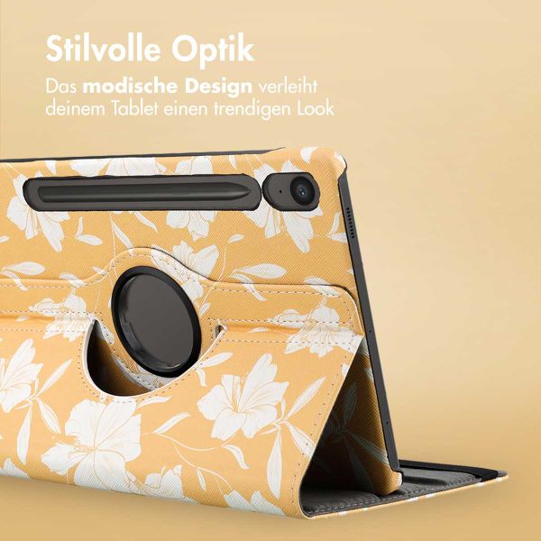 imoshion 360° drehbare Design Klapphülle für das Samsung Galaxy Tab S9 FE - Yellow Flowers