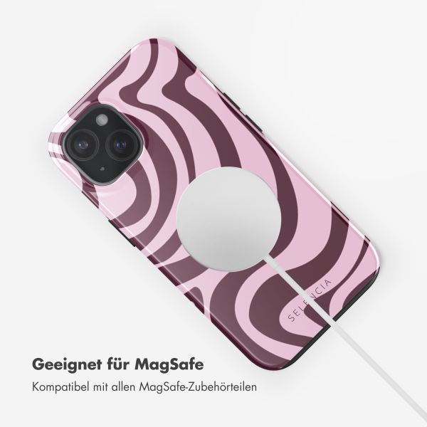 Selencia Vivid Tough Back Cover MagSafe für das iPhone 15 - Wavy Swirl Pink Plum