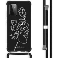 imoshion Design Hülle mit Band Samsung Galaxy A72 - Woman Flower Black