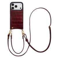 Selencia Nova Croco HandyHülle mit Kordel und Kartenhalter Apple iPhone 17 Pro - Burgundy