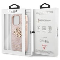Guess 4G Metal Logo Back Cover Apple iPhone 13 Pro - Roze & Goud / Pink & Gold