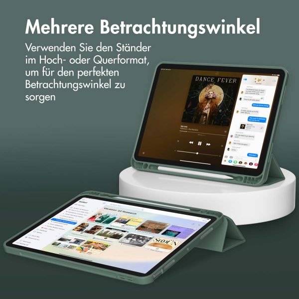 Accezz Smarte Klapphülle aus Silikon Apple iPad Air 11 Zoll (2025) M3 / (2024) M2 / Air 5 (2022) / Air 4 (2020) - Dunkelgrün