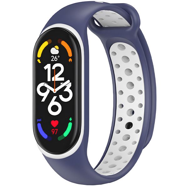 imoshion Silikonband Sport für das Xiaomi Mi Band 7 - Blau / Weiß