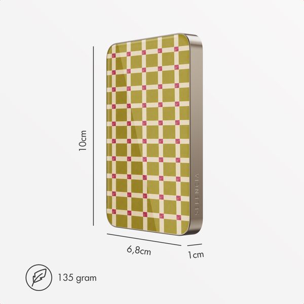 Selencia Vivid Powerbank 5.000 mAh - MagSafe und Qi - Desert Gold / Check This Olive
