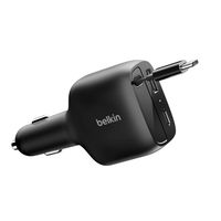 Belkin BoostCharge Autoladegerät mit ausziehbarem Kabel USB-C/USB-A 75 W - Schwarz