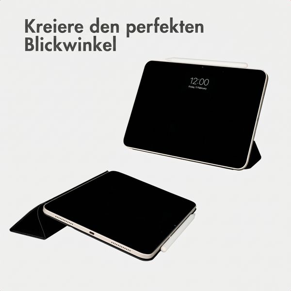 Accezz Leder Trifold Klaphülle Apple iPad 11 (2025) 11 Zoll A16 / iPad 10 (2022) 10.9 Zoll - Schwarz
