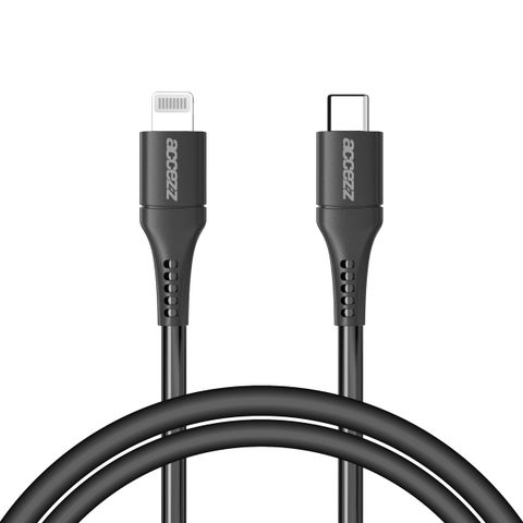 Accezz MFI-zertifiziertes Lightning- auf USB-C-Kabel - 1 m - Schwarz