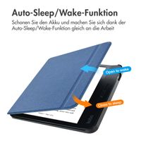 imoshion Canvas Sleepcover Klapphülle mit Stand Kobo Libra H2O - Dunkelblau