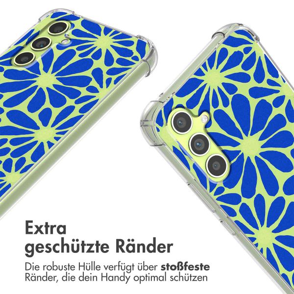 imoshion Design Hülle mit Band Samsung Galaxy A34 (5G) - Cobalt Blue Flowers Connect