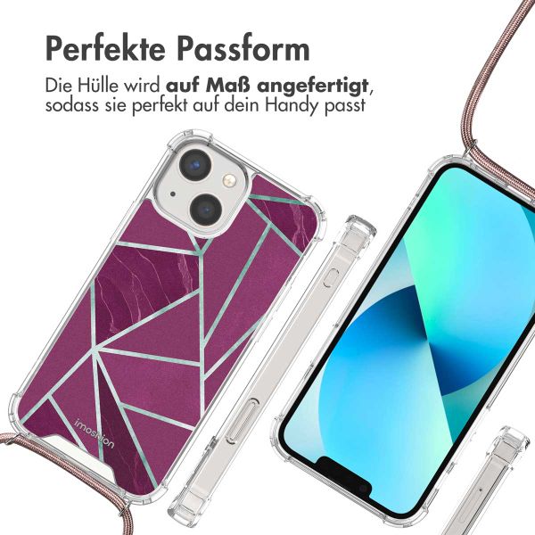 imoshion Design Hülle mit Band für das iPhone 13 Mini - Bordeaux Graphic