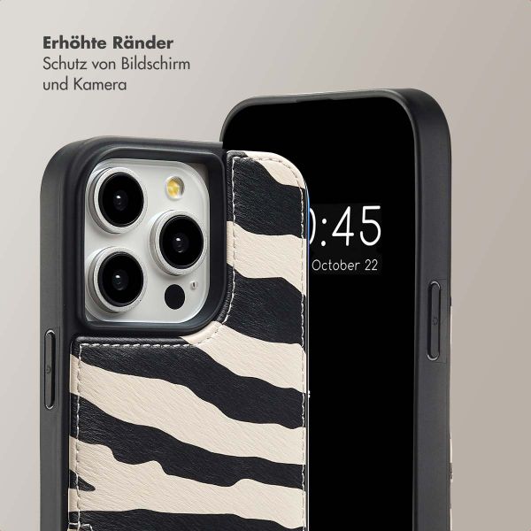 Selencia Nova HandyHülle mit Kordel und Kartenhalter Apple iPhone 14 Pro - Zazzy Zebra