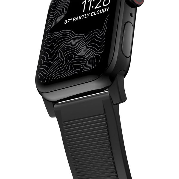 Nomad Robustes Armband FKM für die Apple Watch Series 1 bis 10 / SE / Ultra (2) (44/45/46/49 mm) - Schwarz/Schwarz