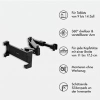 imoshion Kopfstützen-Tablethalter für das Auto mit verstellbarem Arm - Schwarz