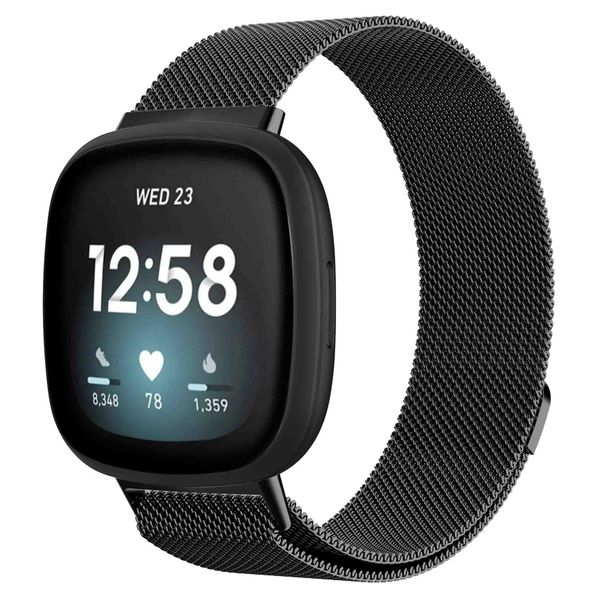 imoshion Mailändische Magnetarmband für das Fitbit Versa 3 - Größe S - Schwarz