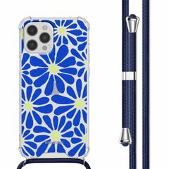 imoshion Design Hülle mit Band für das iPhone 12 Pro Max - Cobalt Blue Flowers Connect