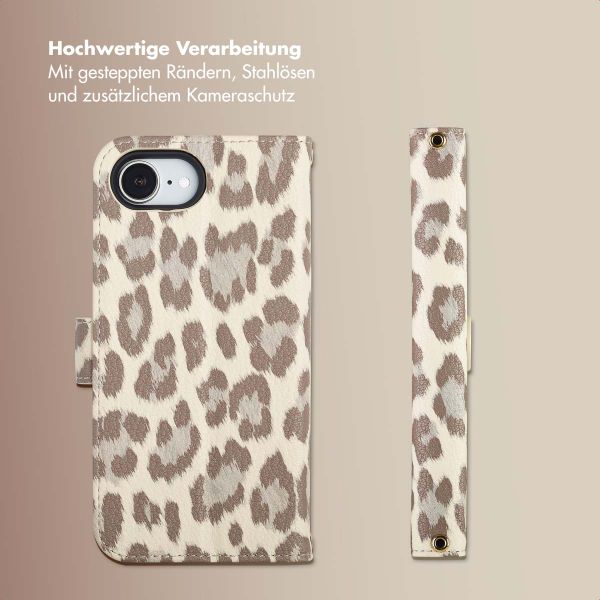 Selencia Sabi Klapphülle mit Leopardenmuster Apple iPhone 16e - Soft Ivory
