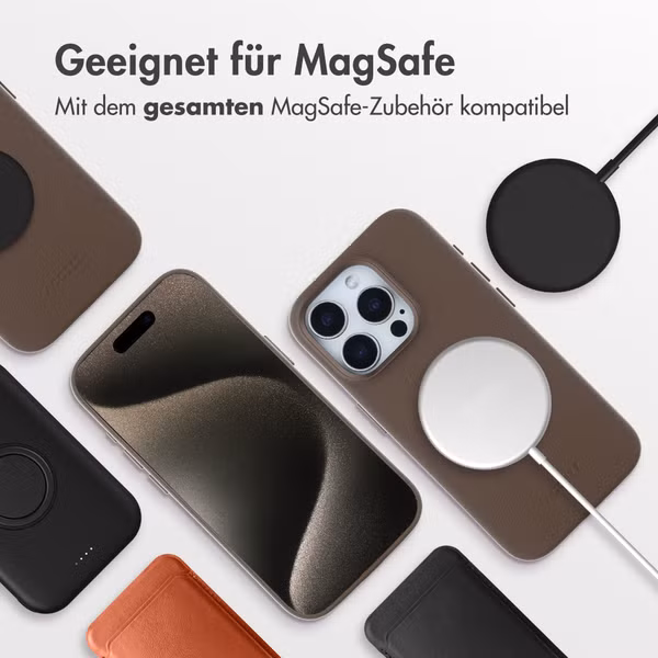 Accezz MagSafe Leather Backcover Apple iPhone 15 Pro - Kaffeebraun