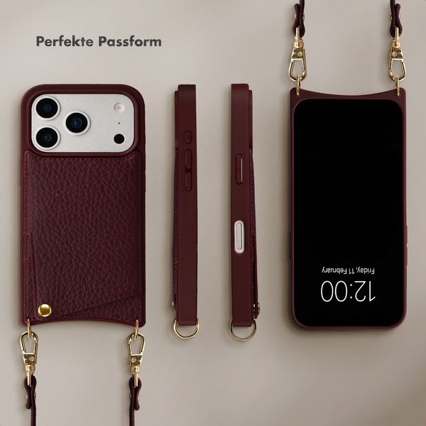 Selencia Nova HandyHülle mit Kordel und Kartenhalter Apple iPhone 17 Pro - Bold Burgundy