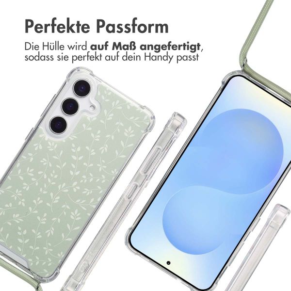 imoshion Design Hülle mit Band Samsung Galaxy S25 - Smoke Green Flowers