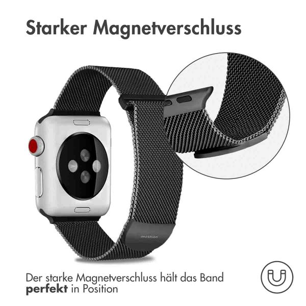 imoshion Mailändische Magnetarmband für die Apple Watch Series 1 bis 9 / SE (38/40/41 mm) | Series 10 (42 mm) - Größe M - Schwarz