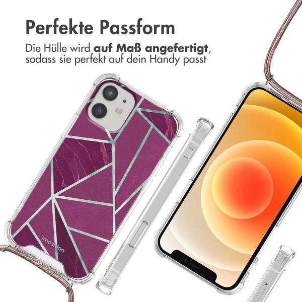 imoshion Design Hülle mit Band für das iPhone 12 Mini - Bordeaux Graphic